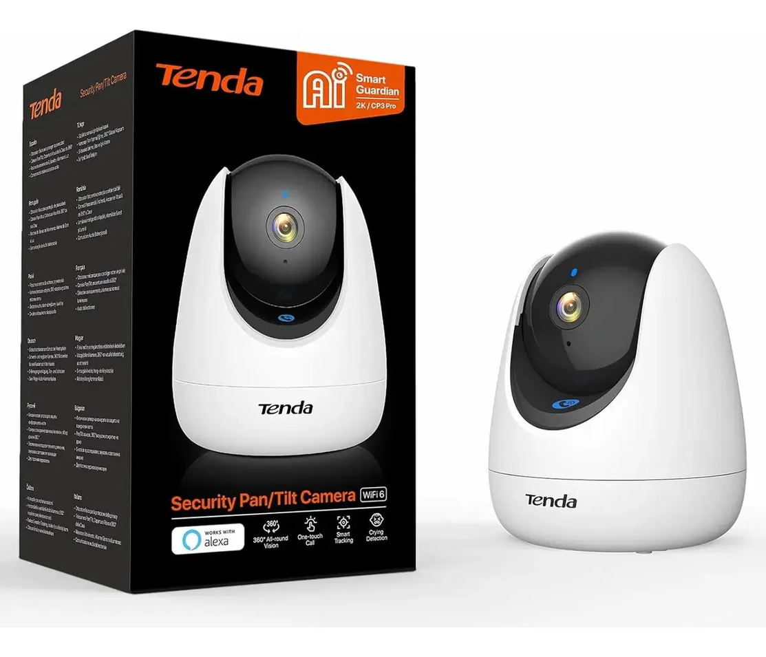 Cámara de Seguridad Pan/Tilt Wi-Fi Tenda CP3 Pro (3MP UHD 2K / Cobertura 360° / Detección Humana IA / Wi-Fi Dual Band)